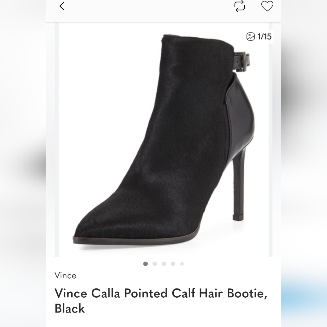 Vince Black Pointed Calf Hair Ankle Bootie With Buckle. Never Wear